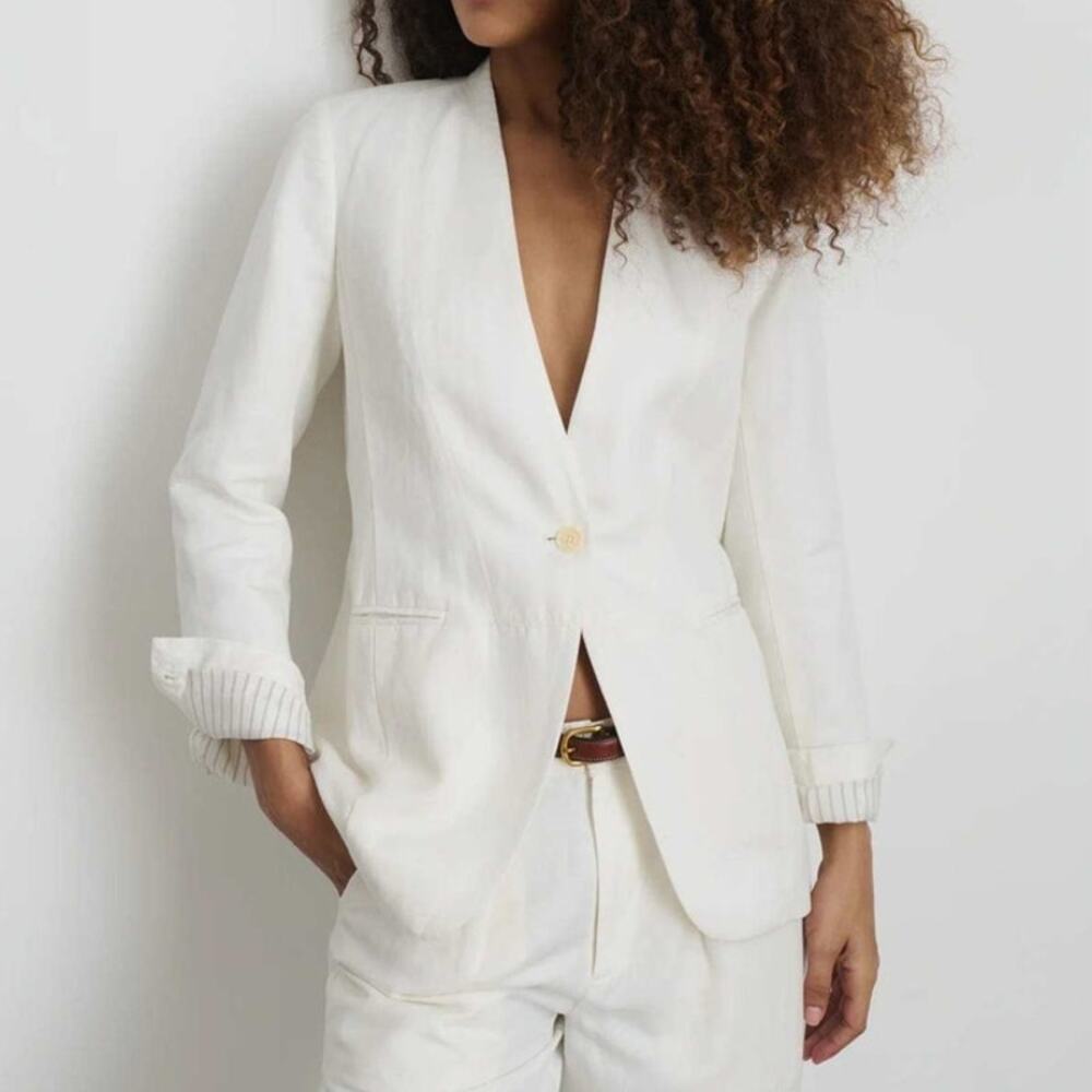 SALE New ALEX MILL Women's Ecru Janine Twill Blazer Size L